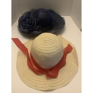 (1) Summer Ribbon Sun Straw Hat & (1)  Kentucky Derby /Church Hat.